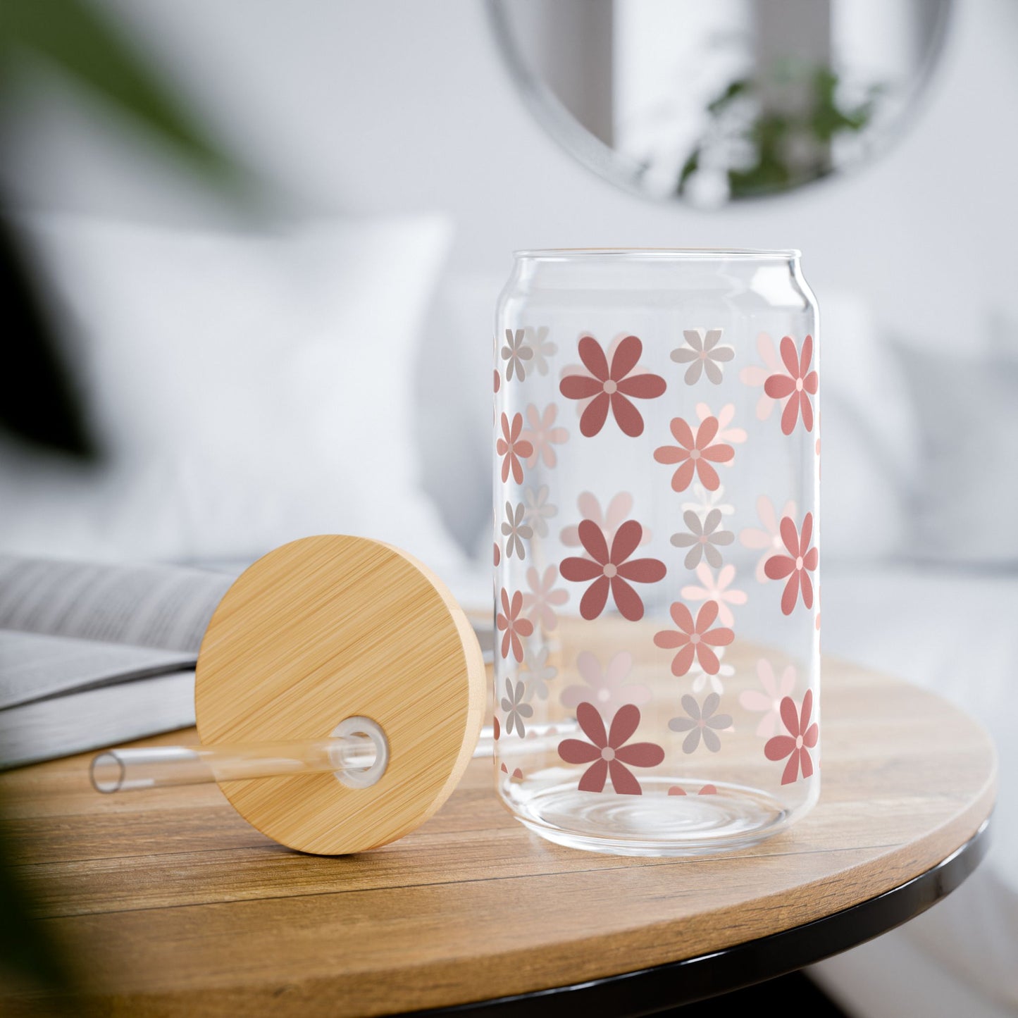Floral Glass Tumbler – 16oz