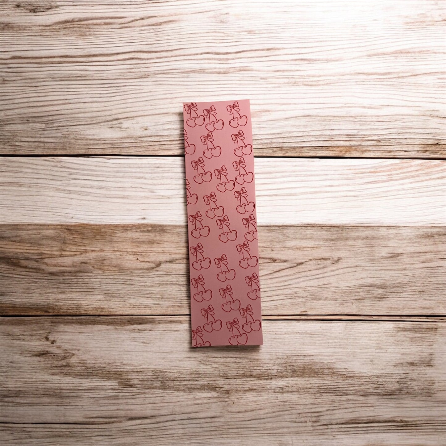 Cherry heart laminated bookmark – cute BookTok reading accessory gift for book lovers | Crafted Prints UK
