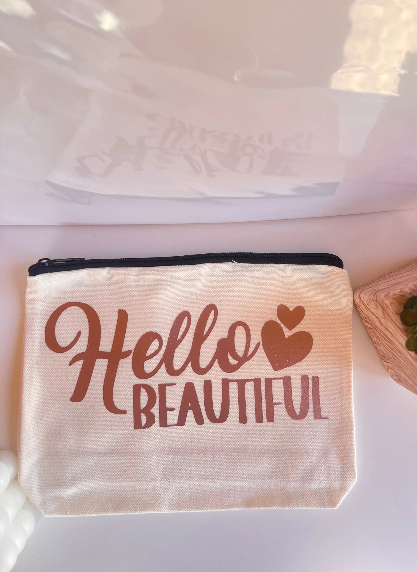š āHello Beautifulā Canvas Makeup Bag