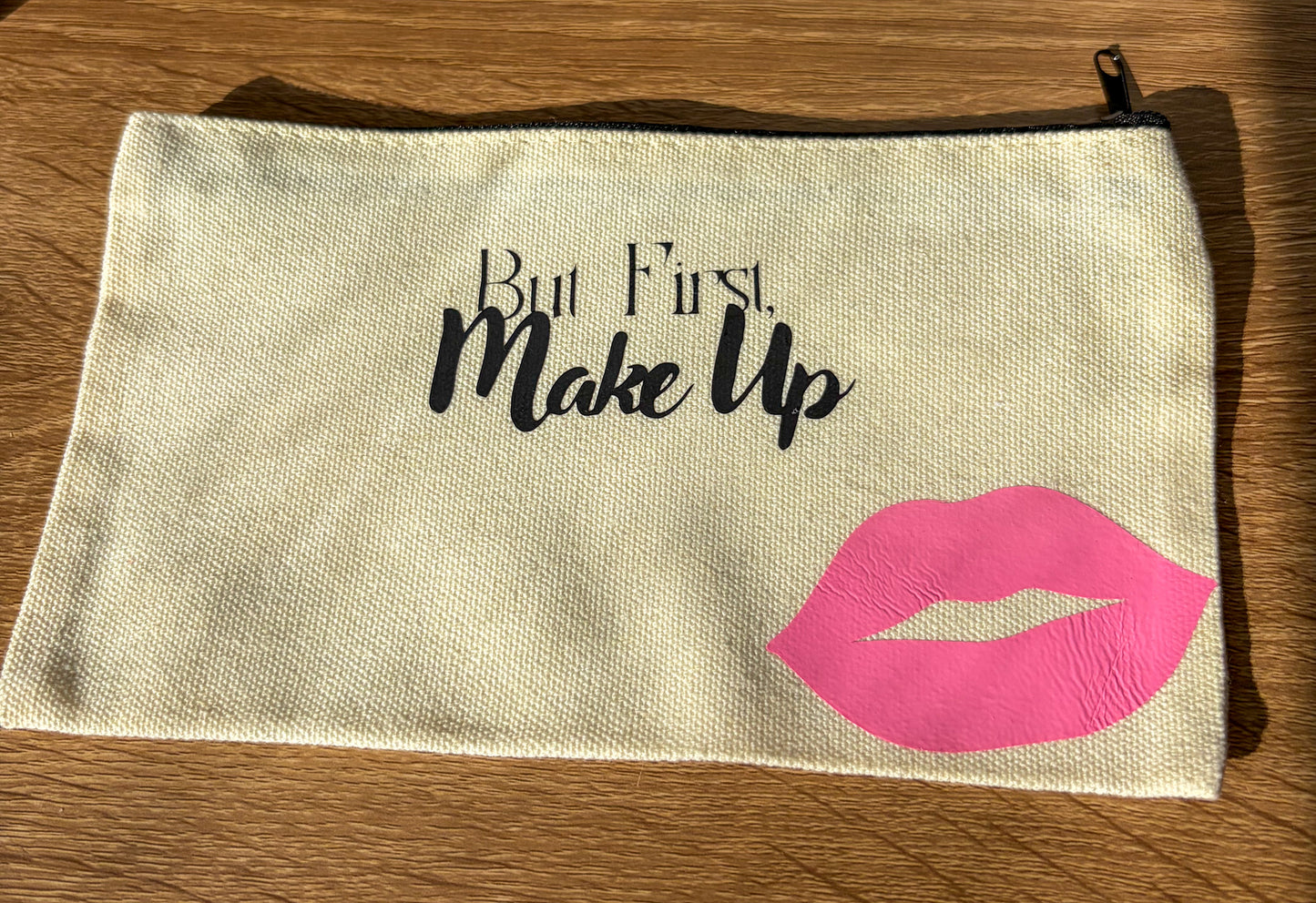 But First, Makeup Canvas Cosmetic Bag