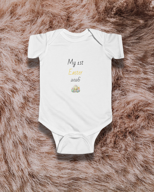 My First Easter 2026 baby bodysuit – cute spring baby grow gift for newborns and infants | Crafted Prints UK