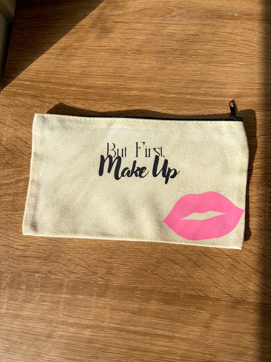 But First, Makeup Canvas Cosmetic Bag