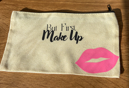 But First, Makeup Canvas Cosmetic Bag