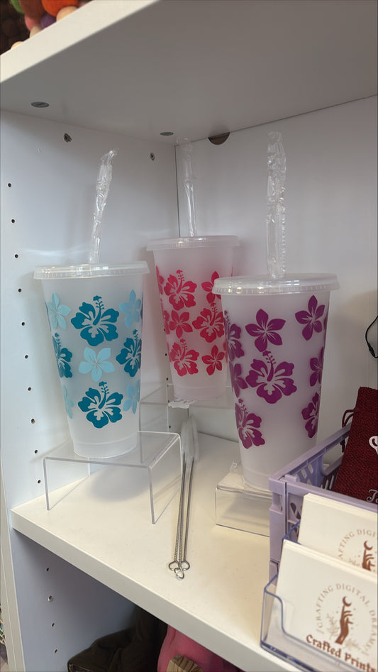 Tropical Hibiscus 24oz Reusable Tumbler – Island Vibes On The Go