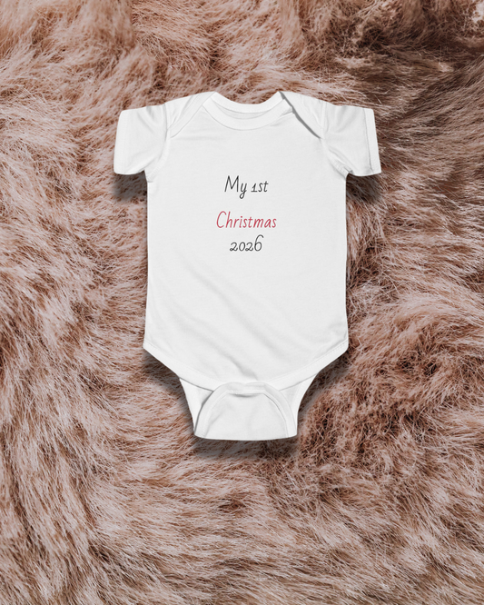 My First Christmas baby grow – cute festive baby outfit gift for newborns and infants | Crafted Prints UK