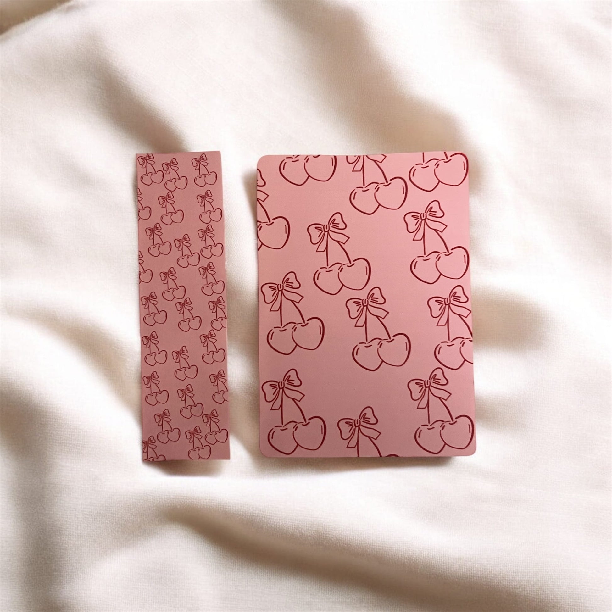 Cherry heart kindle insert and laminated bookmark set – cute BookTok reading accessory gift for book lovers | Crafted Prints UK
