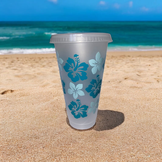 Tropical Hibiscus 24oz Reusable Tumbler – Island Vibes On The Go