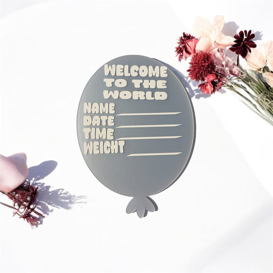  Balloon baby announcement acrylic plaque – newborn keepsake gift for new parents | Crafted Prints UK